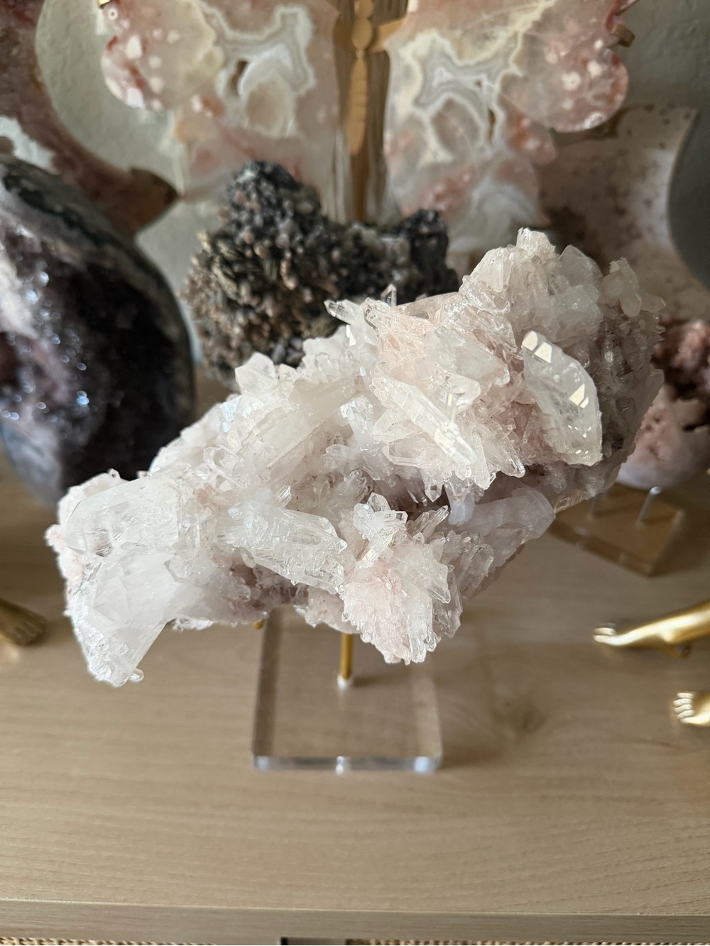 Large 3.5LB Pink Lemurian Quartz Natural Crystal Cluster Collector Specimen